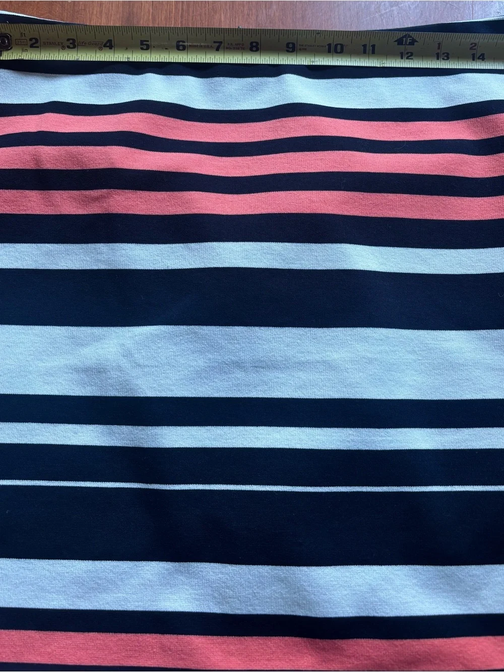 Ann Taylor Navy, Coral & Cream Striped A-Line Skirt - Picture 5 of 6